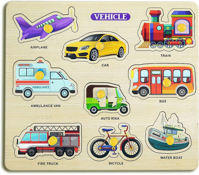 FORSIKHA Wooden Puzzle Toy for Kids Jigsaw Puzzle Means of Transports Learning Toys Board(1 Pieces)