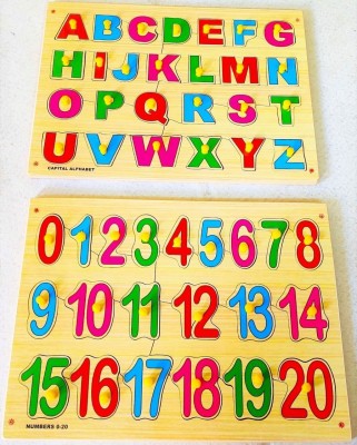 PETERS PENCE WOODEN ALPHABET AND NUMBER PUZZLE LEARNING BOARD FOR KIDS PRE PRIMARY EDUCATION(46 Pieces)