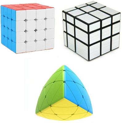 littlewish 4x4x4x4 round pyramid and silver magic cube combo od pack of 3(2 Pieces)