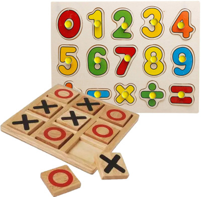Plus Shine Combo Learning Counting Puzzle Mathematical Signs+Zero&Cross Tic Tac Toe Board(2 Pieces)