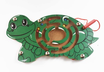 justhandmade Magnetic Pen Driving Bead Maze Wooden Jigsaw Puzzle Board Game For Kids(Turtle)(1 Pieces)