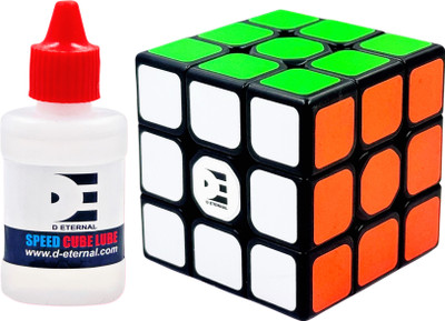 D ETERNAL Cube 3x3 High Speed Magic Puzzle Speedcube 3by 3 & Cube Oil Lubricant Combo Set(1 Pieces)