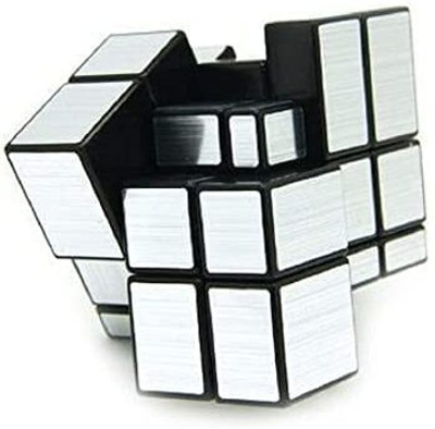 ShreeRidhienterprise 3x3 High Speed Sticker Less Magic Puzzle Cube Game Toy (Mirror SILVER)(9 Pieces)