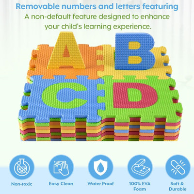 Cambly Puzzle Foam Mat for Kids, Interlocking Learning Alphabet and Number Mat for Kids(36 Pieces)