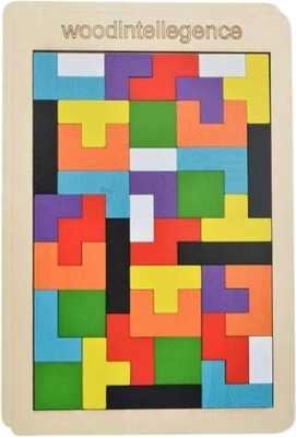 MARA BOMMAI Wooden Russian Blocks Puzzles ,Wooden Tetris Puzzle Brain Teasers Toy Tangram(40 Pieces)