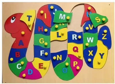 SHALAFI Wooden Alphabets and numbers Puzzle in Shape Toys and Game Alphabet Snake Board(1 Pieces)