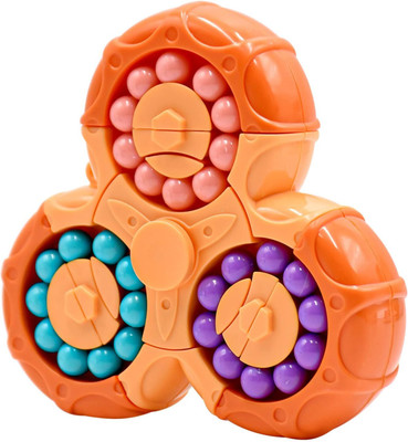 FUNABLO Rotating Magic Bean Cube Spinner,2 in 1 Funny Beads Puzzle Educational Toys(1 Pieces)