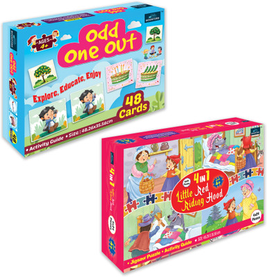 BOOKFORD Exciting Combo Set of 2 Jigsaw Puzzle-Odd one out & 4in1 Little Red Riding Hood(144 Pieces)
