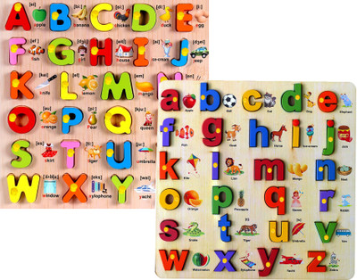 SHALAFI Pack of 2 Uppercase & Lowercase ABC Alphabet Letters Puzzle Board Montessori Toy(2 Pieces)