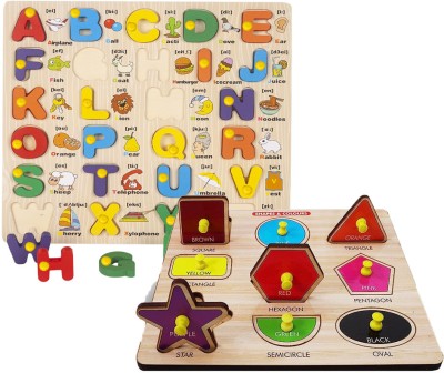 Plus Shine Packof2 Geomatric Shapes Matching Toys+Alphabets Matching Puzzle With Picture(2 Pieces)