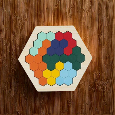 Esptronics Wooden Hexagon Puzzle Toy DIY STEM Learning Educational Fun Game Kids Children(1 Pieces)