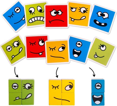 Dorytoys Toddler Face Puzzle Game – Wooden Expression Cube Set(1 Pieces)