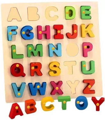 GAMLOID Down Price Creative Wooden Educational learning A To Z English Alphabets Board(27 Pieces)