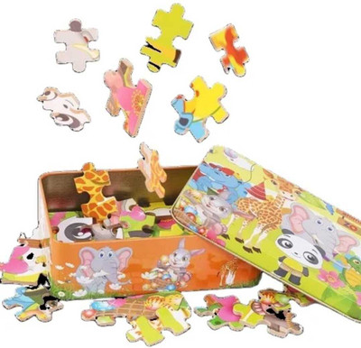 De Beste First Ever Premium Tin Box Jigsaw Puzzle||JUNGLE ANIMALS Theme||3+yrs(100 Pieces)