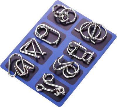 Newvent Metal Puzzle Games Set for Adults & Kids Brain Teaser Puzzles for IQ Testing(8 Pieces)