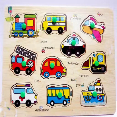 HIGHSEAS Ideal for Toddlers Wooden Colorful Transport Name with Shapes Board Puzzle(1 Pieces)