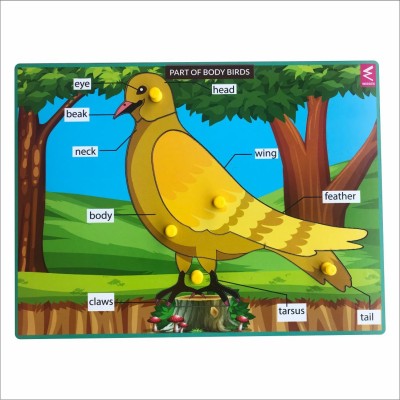 WISSEN Wooden Birds parts Peg board puzzle- 12*9 inch(9 Pieces)