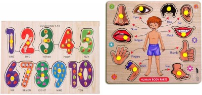 Childgossip Learning Toys Number 1-10 and Body Part Wooden Puzzle For Kids(2 Pieces)