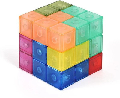 Time 2 toys Magnetic Blocks Cube Magic 3D Puzzle Cube Set of 7 Multi Shapes with Guide Cards(1 Pieces)