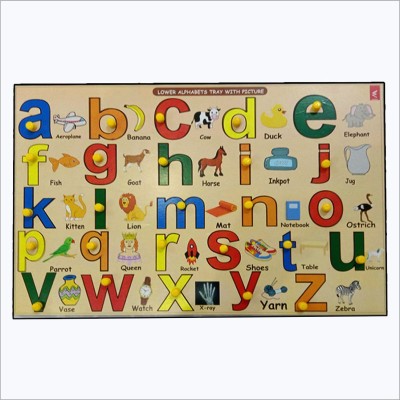 WISSEN Wooden Small Alphabet Peg Board Puzzle- 12*18 inch(26 Pieces)