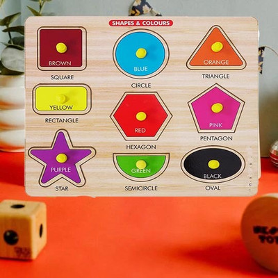 HIGHSEAS Shapes&Colors Wooden Puzzle with Knob, Educational Learning Wooden Puzzle Board(1 Pieces)