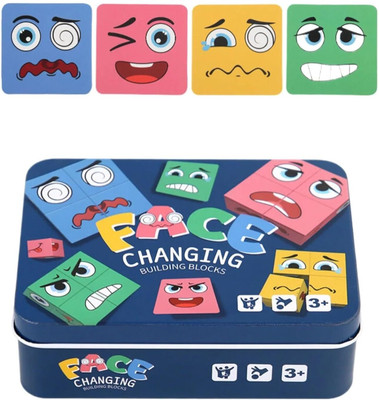 calyxia Face Changing Building Blocks Puzzle Game for Kids | Wooden Brain Teaser Toy(1 Pieces)