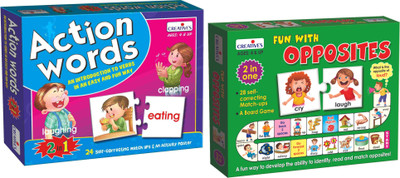 CREATIVE'S "Fun with Opposites" + " Action Words"_(Combo Pack)(96 Pieces)