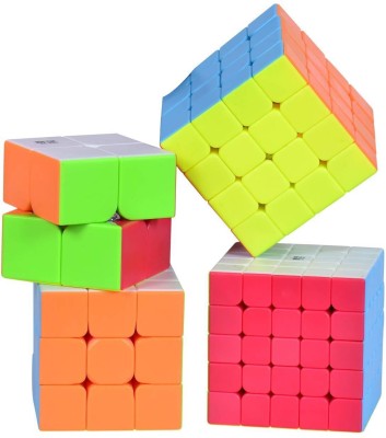 Authfort Premium Cube Gift Set, Speed Cube Bundle - 2x2 3x3 4x4 5x5 Stickerless Cube Gift Set (4 Piece)(4 Pieces)