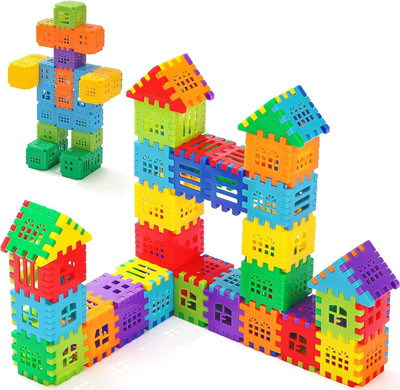 GAMLOID Down Price Happy house Building Blocks Learning Educational Puzzle Toy Kids(52 Pieces)
