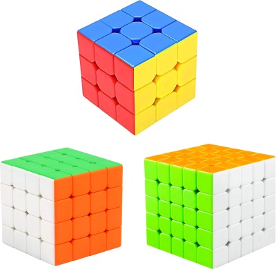 Aapaga High Speed Stickerless Cubes Combo Set Of 3x3, 4x4 & 5x5 | Kids & Adults rubiks(3 Pieces)