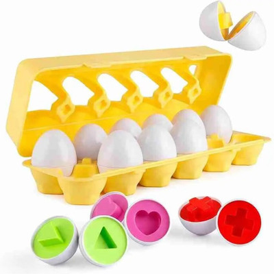 FunNstyle Shape & Color Matching Eggs Toy – 12 Pcs Montessori Puzzle Set for Toddlers 2+(12 Pieces)