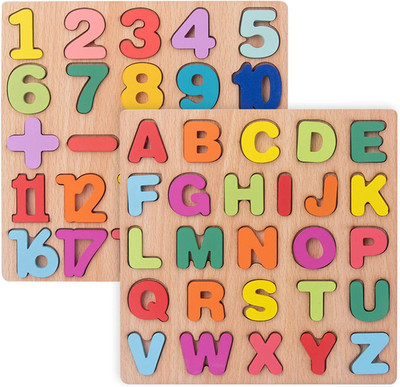 Zarqito wooden puzzle for kids Number and Alphabet combo 2 pack(2 Pieces)