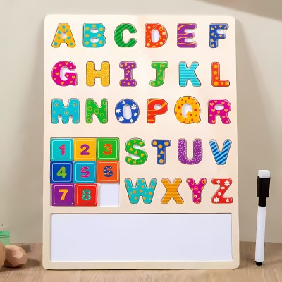 poksi Wooden Educational Boards for Toddlers, ABC, with Small Slate and Marker(1 Pieces)