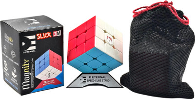 D ETERNAL Magnity Slick 3M Magnetic Cube 3x3 with Stand & Storage Bag Anti Scratch Surface(1 Pieces)