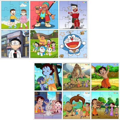Todfod Doremon & Chhota Bheem Wooden Jigsaw Puzzles Educational Toy for Kids(108 Pieces)