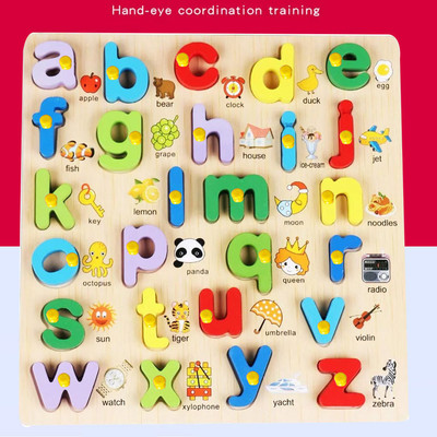 SHALAFI Learning Educational Small ABC Alphabet Letters Puzzle Board Toys With Picture(27 Pieces)