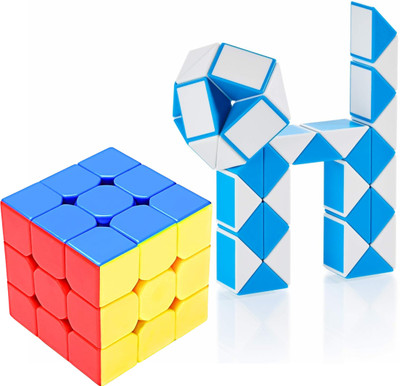 ZESTHOME Combo: Rubik’s Cube & Shape Shifting Snake Puzzle | 2-in-1 Puzzle Toy Set(2 Pieces)