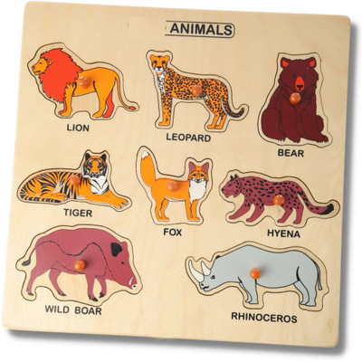 ARVANA Wooden 3D Books Learning Toys Animals Name matching Puzzle Board Jigsaw puzzle(1 Pieces)