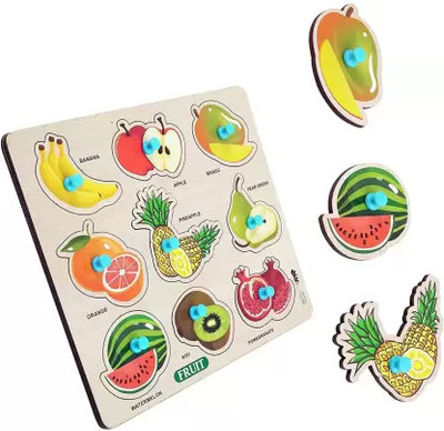 SBE Wooden Fruits Puzzle with Pegs Educational Learning Shapes,Fruit Names Board Toy(1 Pieces)