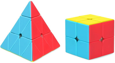 Authfort Pyramid Pyraminx Triangle & 2x2 High Speed Cube set(2 Pieces)