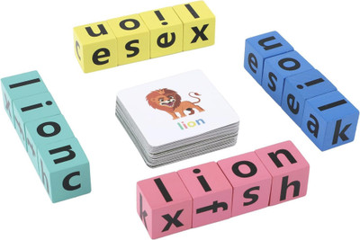 KIDOLOGY Alphabet Puzzles Blocks Match Letter Word Game Montessori Learning Toy(16 Pieces)
