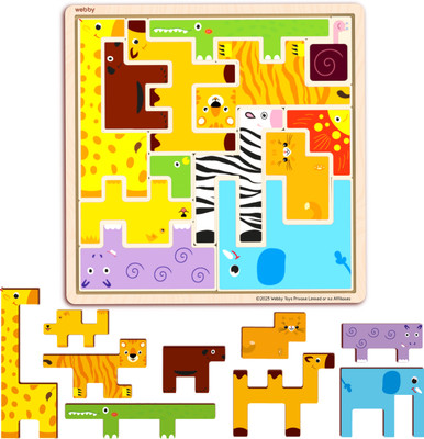 Webby Wooden Animal Puzzle Brain Teaser Learning Toy for Kids(13 Pieces)