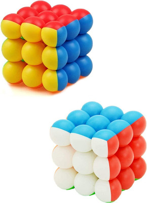 littlewish Speed Ball Bubble Cube 3x3x3 High Speed Sticker Less Magic Cube Game (PACK OF 2)(2 Pieces)