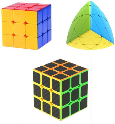 littlewish 3X3X3 AND round pyramid and black magic cube combo pack of 3(3 Pieces)