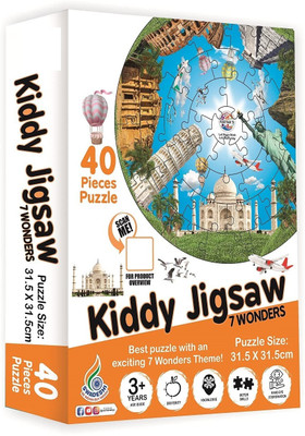 zokato Kiddy Round Jigsaw Puzzle for Kids (7 wonders)(40 Pieces)