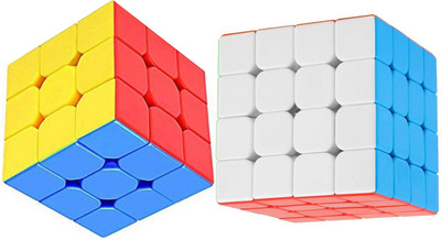 Aseenaa High Speed Cube Combo of 3X3 & 4X4 Stickerless Magic Puzzle Cube Set(2 Pieces)