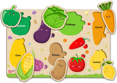 Little Berry Wooden Educational Learning Vegetables Puzzle Board Game for Kids - Learning Toy(10 Pieces)