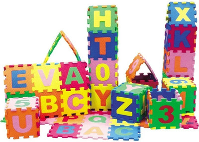 Plus Shine Eva Foam Alphabetic Puzzle Mat ABC+Number Learning Toys Activity&Building Blocks(36 Pieces)
