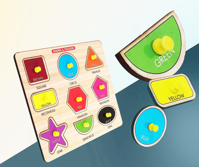 BUY SURETY Geometric Shapes Board game, Shapes and Colors Matching Stacking Blocks(1 Pieces)