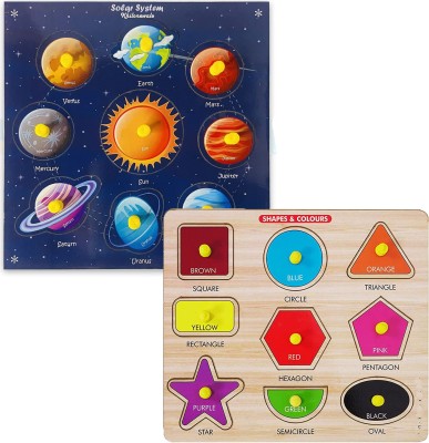 Plus Shine Combo Solar System Board With All Planet OuterSpace+Geometric Shape&Color Puzzle(1 Pieces)